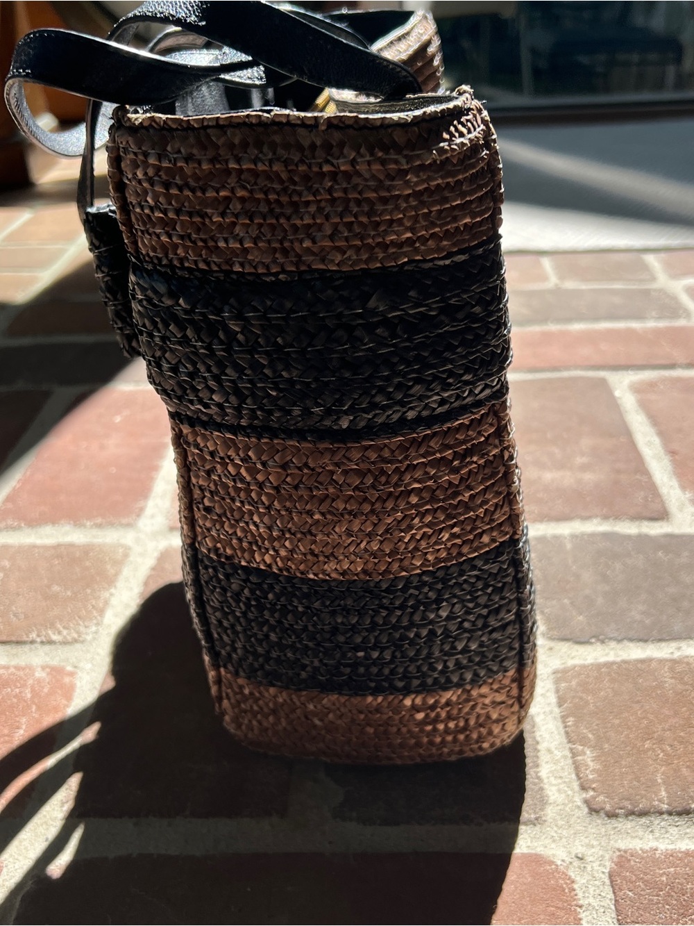 kate spade Black and Tan Striped Woven Tote - Picture 4 of 6